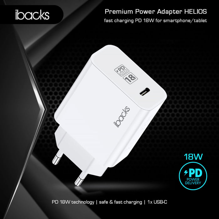 Ibacks Helios travel charger fast charging 18 Watt ( White )