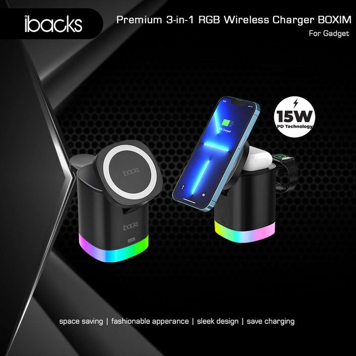 Ibacks Boxim RGB Wireles Charger 3 in 1
