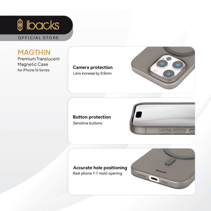 Ibacks Magthin Phone Case For iphone 16 Series Translucent