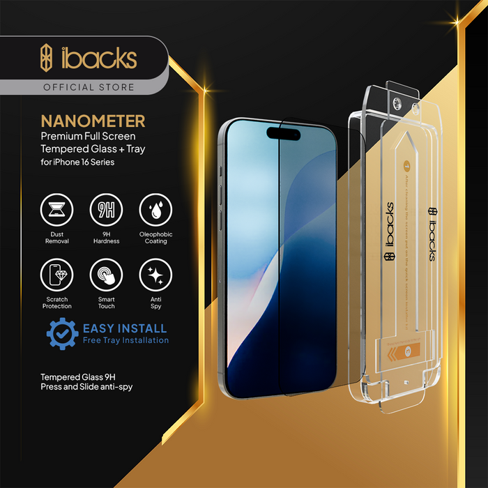 ibacks Nanometer Tempered Glass Anti Spy for Iphone 16 Series