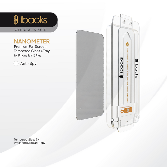 ibacks Nanometer Tempered Glass Anti Spy for Iphone 16 Series