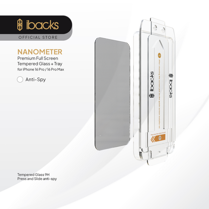 ibacks Nanometer Tempered Glass Anti Spy for Iphone 16 Series