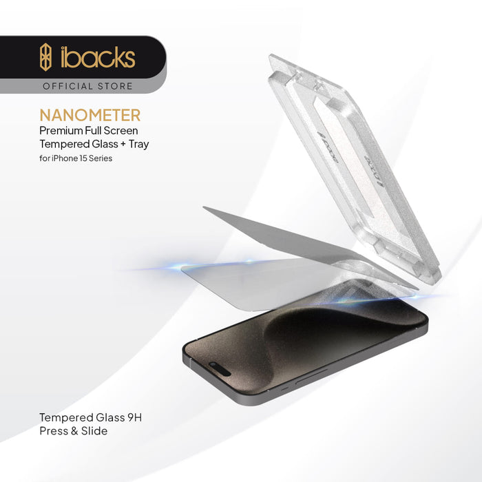 ibacks Nanometer Glass with install cover for Iphone 15 Series