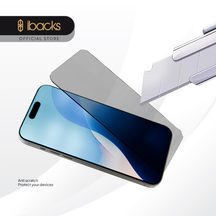 ibacks Nanometer Tempered Glass Anti Spy for Iphone 16 Series