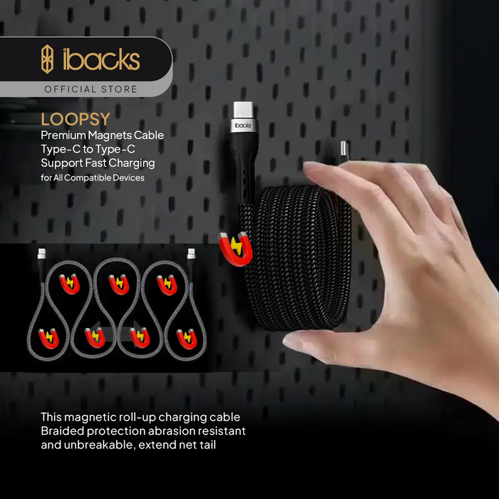 Ibacks LOOPSY Magnets Cable PD100W TypeC to TypeC