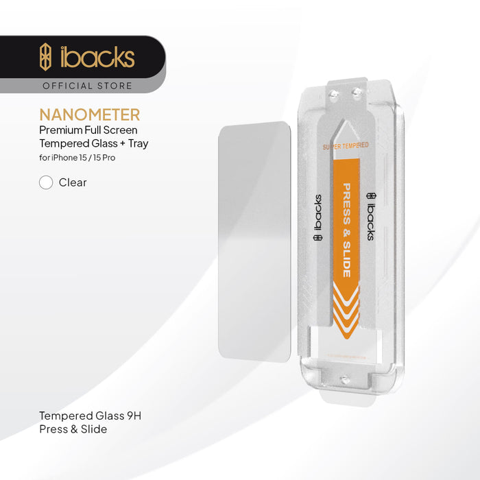 ibacks Nanometer Glass with install cover for Iphone 15 Series