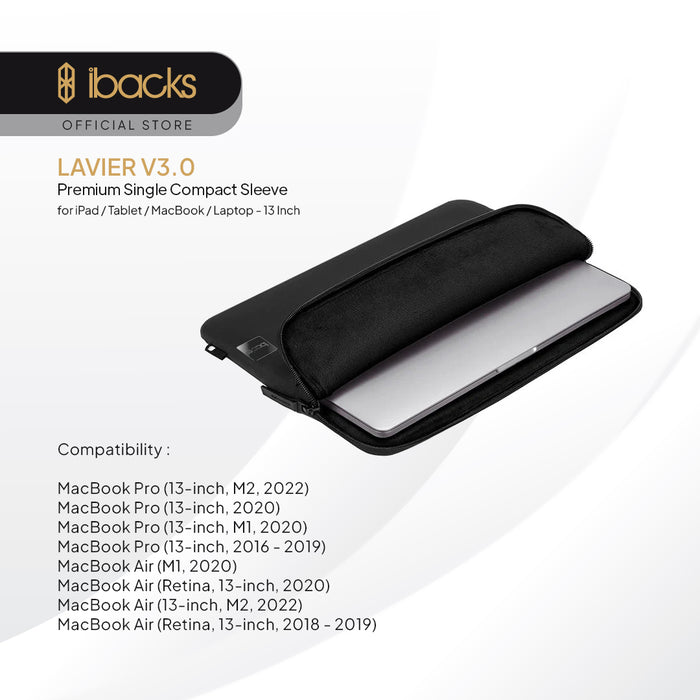 ibacks Lavier V3 Sleeve for Macbook PRO/AIR 13" for M1/M2/M3 2018 2019 2020 2022 2024