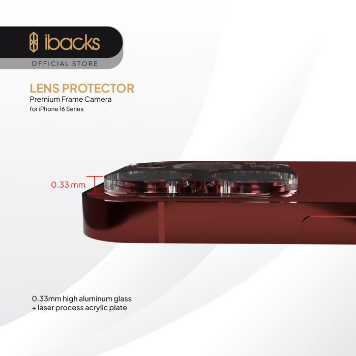 ibacks Premium Frame Camera Lens Protector for iPhone 16 Series