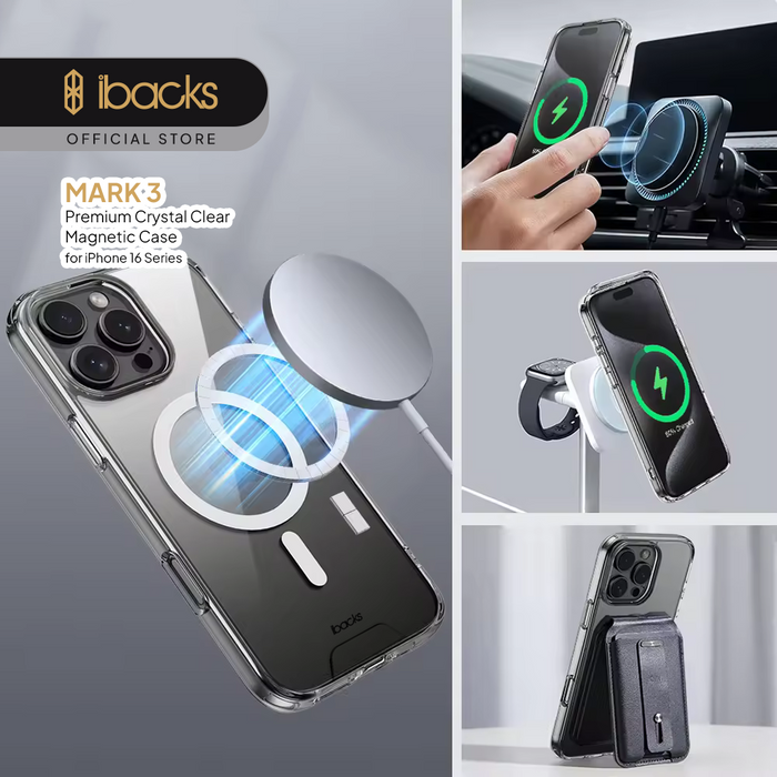 Ibacks Mark 3 Crystal magnetic Phone Case For Iphone 16 Series - Clear Transparent