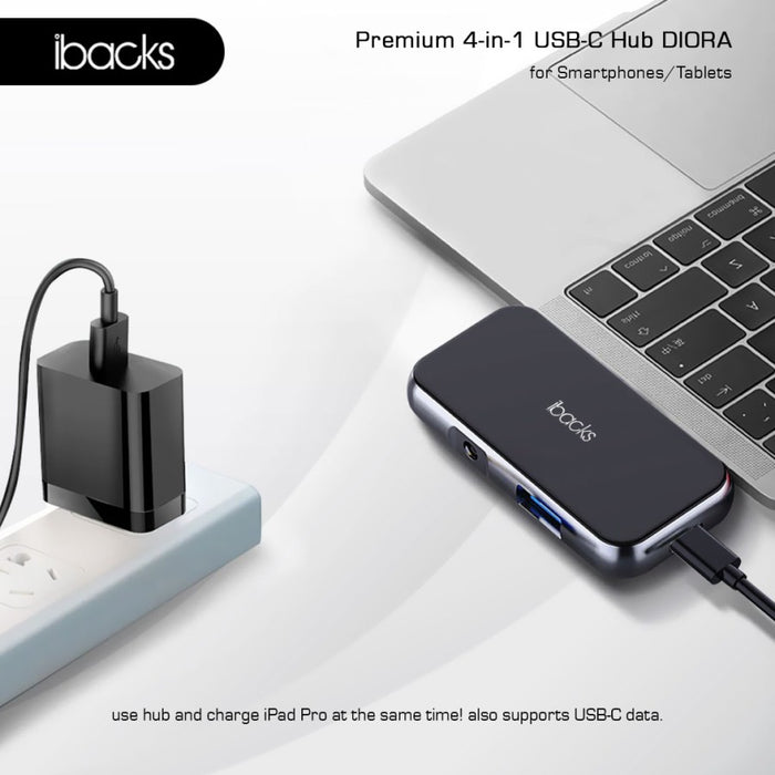 Ibacks Diora  USB Hub Type-C With Port  Type-C, USB 3.0, Audioport 3,5mm, HDMI