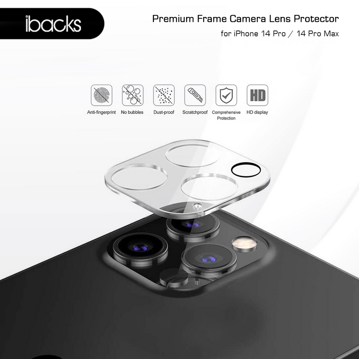 ibacks Premium Frame Camera Lens Protector for iPhone 14 Pro/14 Pro Max