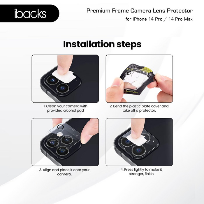 ibacks Premium Frame Camera Lens Protector for iPhone 14 Pro/14 Pro Max