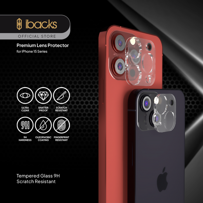 ibacks Premium Frame Camera Lens Protector for iPhone 15 Series