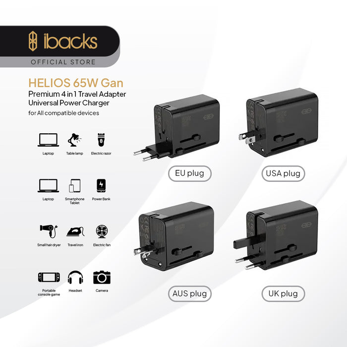 Ibacks Helios Universal travel charger 65 Watt White