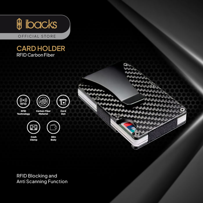 Ibacks Card Holder RFID Carbon Fiber