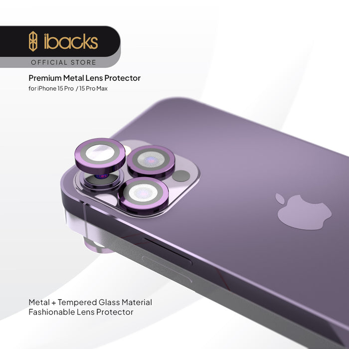 ibacks Metal Frame Camera Lens Protector for iPhone 15/15 Plus Black
