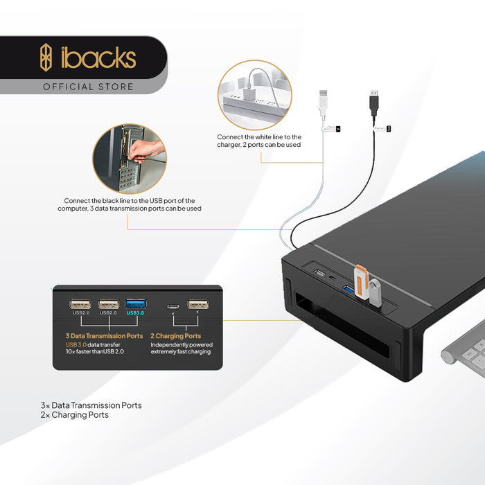 Ibacks Stand table monitor with usb hub