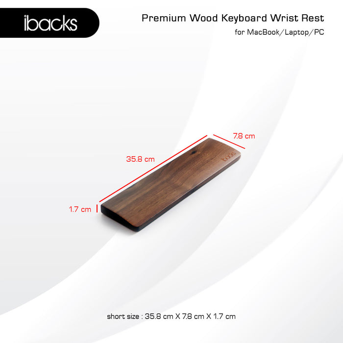 Ibacks Premium Wood Wrist Rest For Ergonomic Type Keyboard