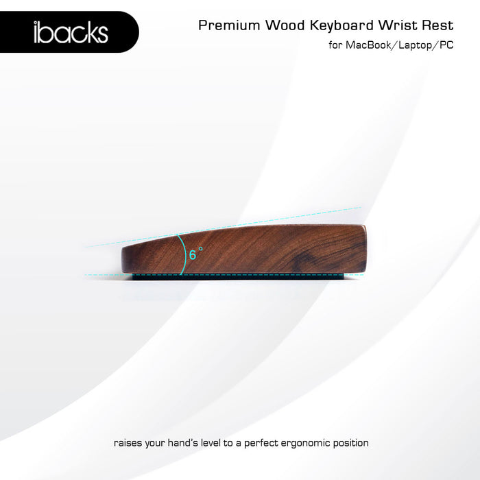 Ibacks Premium Wood Wrist Rest For Ergonomic Type Keyboard