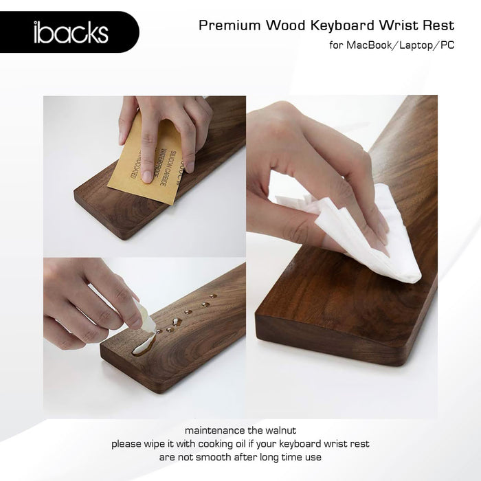 Ibacks Premium Wood Wrist Rest For Ergonomic Type Keyboard