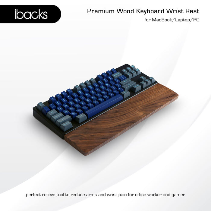 Ibacks Premium Wood Wrist Rest For Ergonomic Type Keyboard