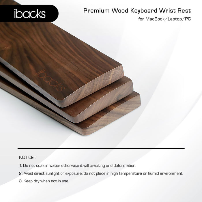 Ibacks Premium Wood Wrist Rest For Ergonomic Type Keyboard