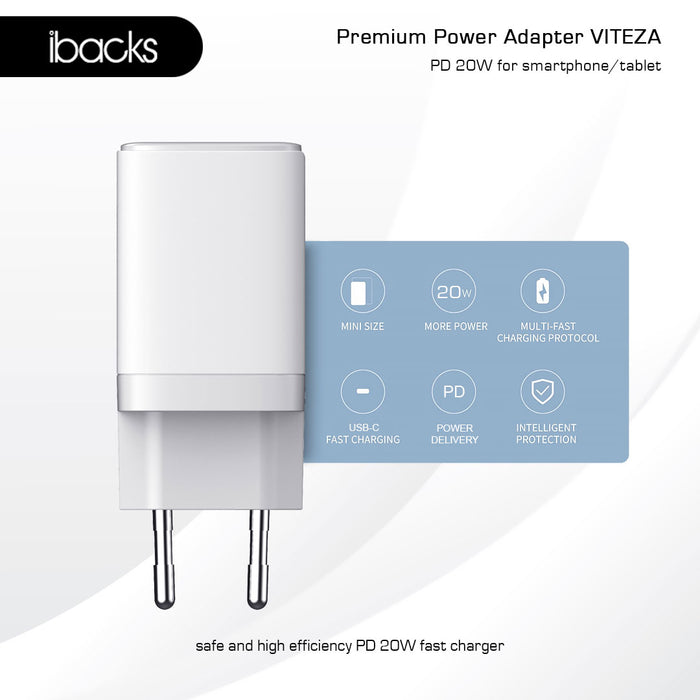 ibacks Viteza Travel Charger Fast Charging 20 Watt