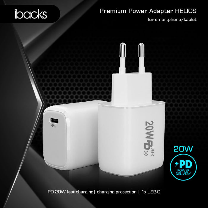 Ibacks Helios  travel charger fast charging 20 Watt (White)