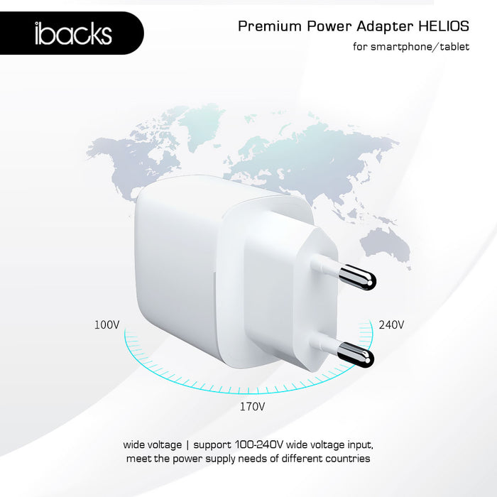 Ibacks Helios  travel charger fast charging 20 Watt (White)