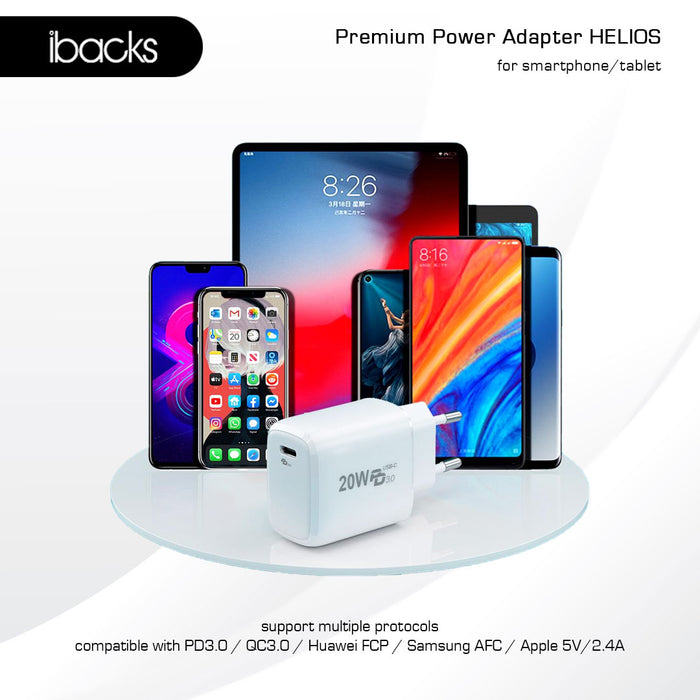 Ibacks Helios  travel charger fast charging 20 Watt (White)