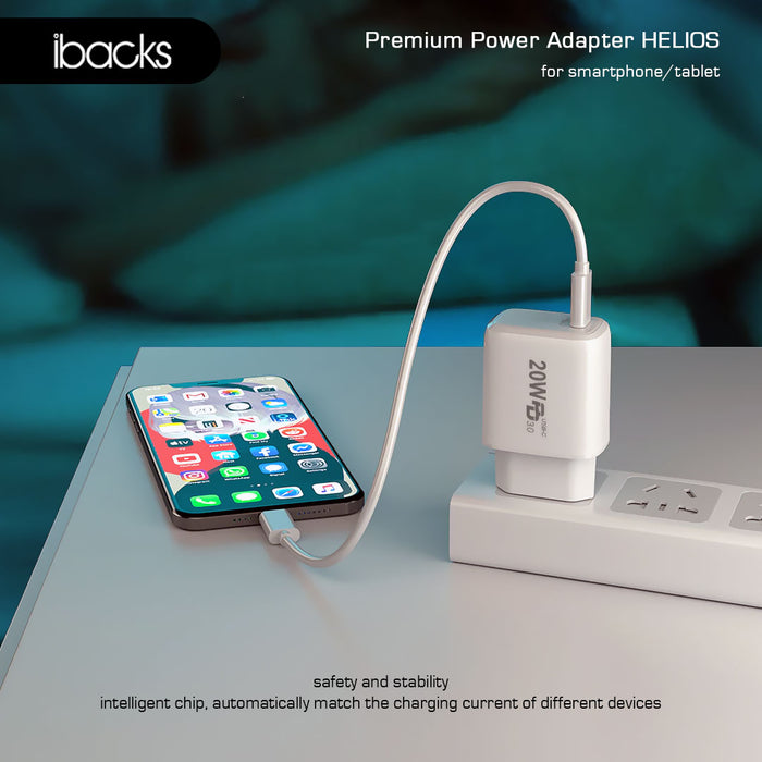 Ibacks Helios  travel charger fast charging 20 Watt (White)