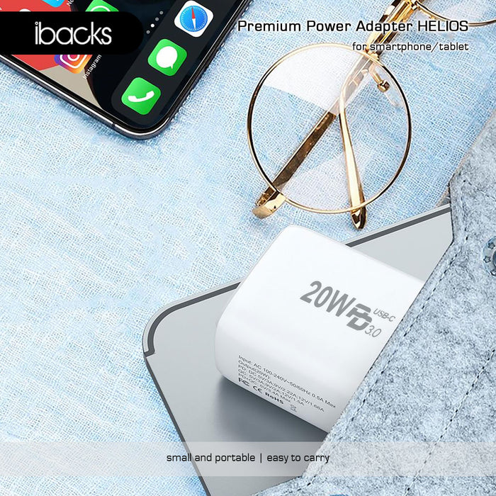 Ibacks Helios  travel charger fast charging 20 Watt (White)