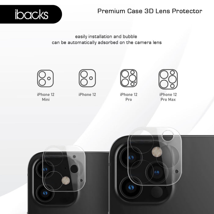 Ibacks Premium Frame Camera Lens Protector for IPhone 12 Clear