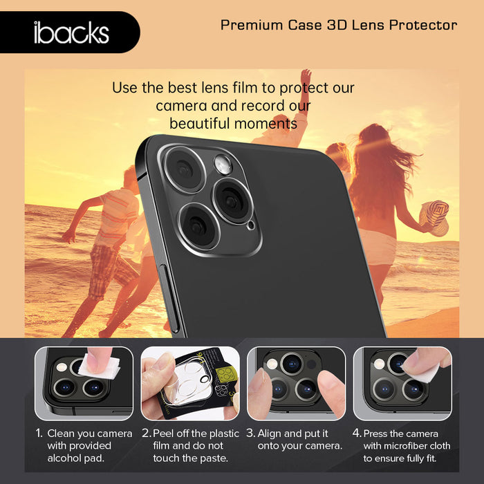 Ibacks Premium Frame Camera Lens Protector for IPhone 12 Pro Clear