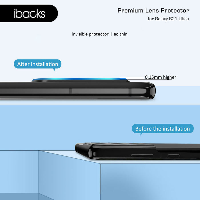 Ibacks Premium Frame Camera Lens Protector for Samsung Galaxy S21 - Clear