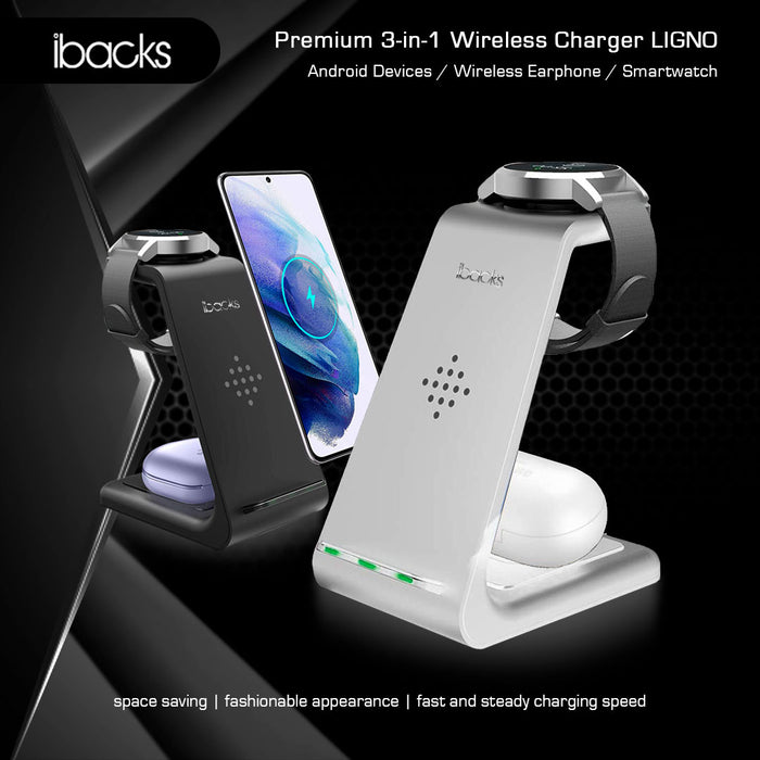 Ibacks Ligno 3 in 1 Wireless Charger For Apple