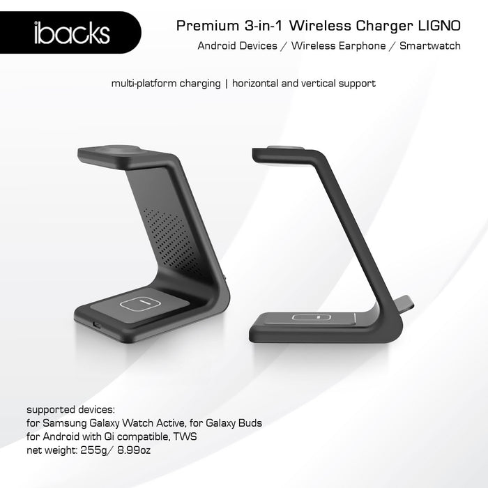 Ibacks Ligno 3 in 1 Wireless Charger For Apple