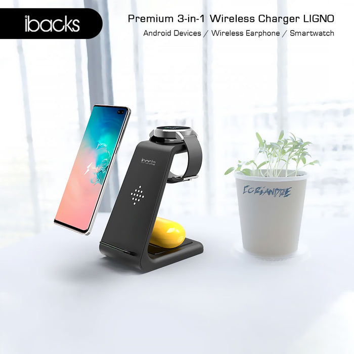 Ibacks Ligno 3 in 1 Wireless Charger For Apple