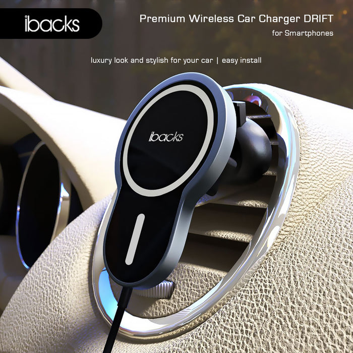 Ibacks Drift Magnetic wireless Car Charger ( Black )