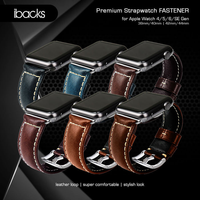 Ibacks Fastener Leather Strap For apple watch All Gen 38/40