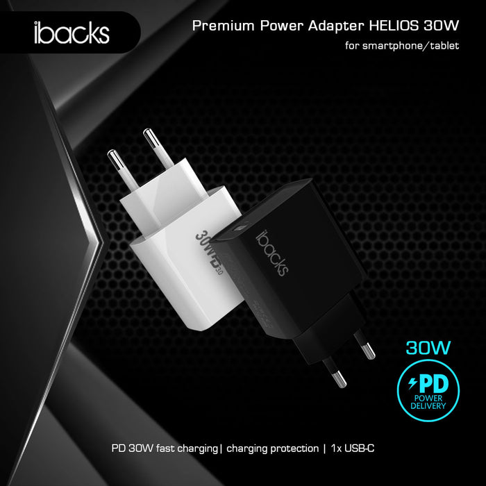 Ibacks Helios  travel charger fast charging 30 Watt (Black)
