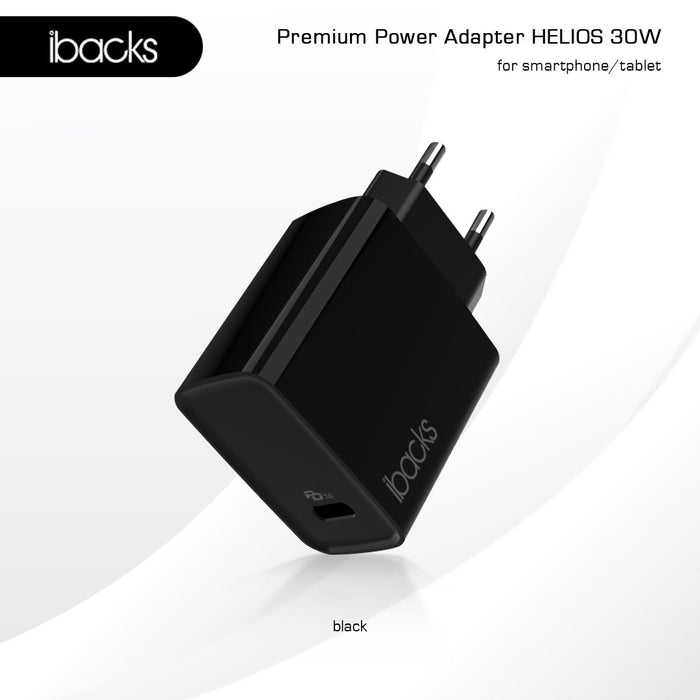 Ibacks Helios  travel charger fast charging 30 Watt (Black)