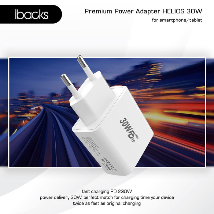 Ibacks Helios  travel charger fast charging 30 Watt (Black)