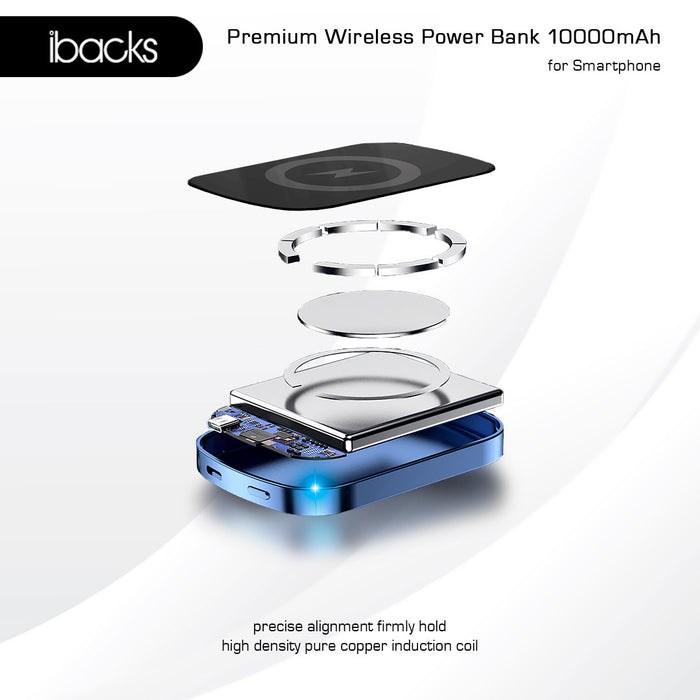 Ibacks Magnoom Powerbank wireles Magnetic 10000mah