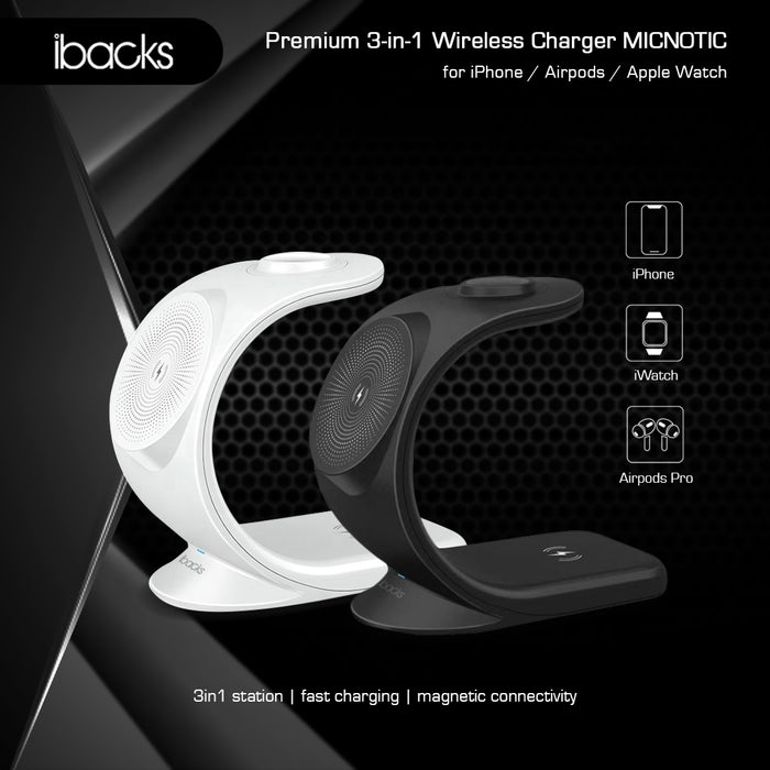 Ibacks micnotic 3 in 1 wireless Charger For Apple Gadget