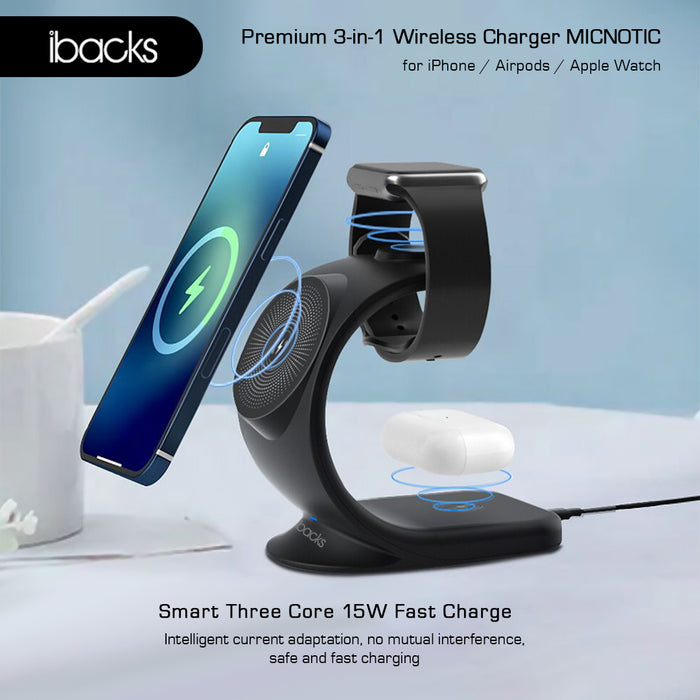 Ibacks micnotic 3 in 1 wireless Charger For Apple Gadget