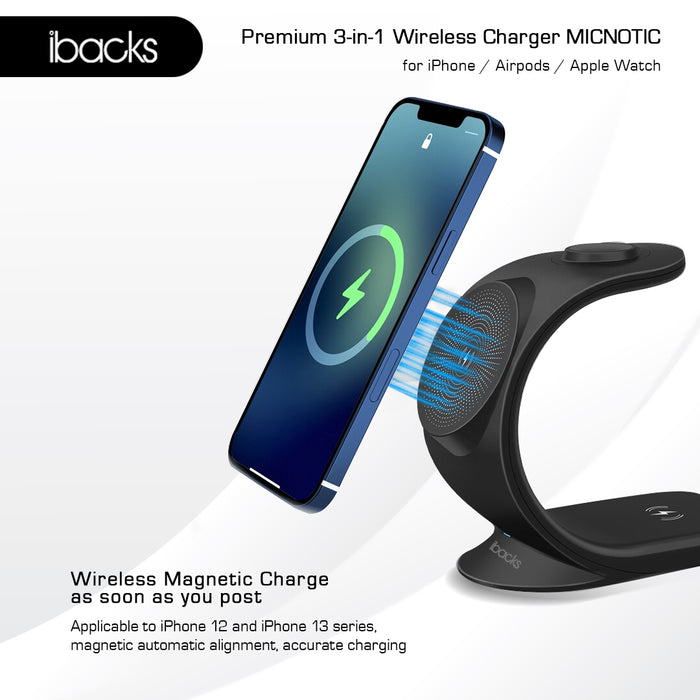Ibacks micnotic 3 in 1 wireless Charger For Apple Gadget
