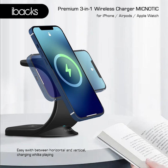 Ibacks micnotic 3 in 1 wireless Charger For Apple Gadget