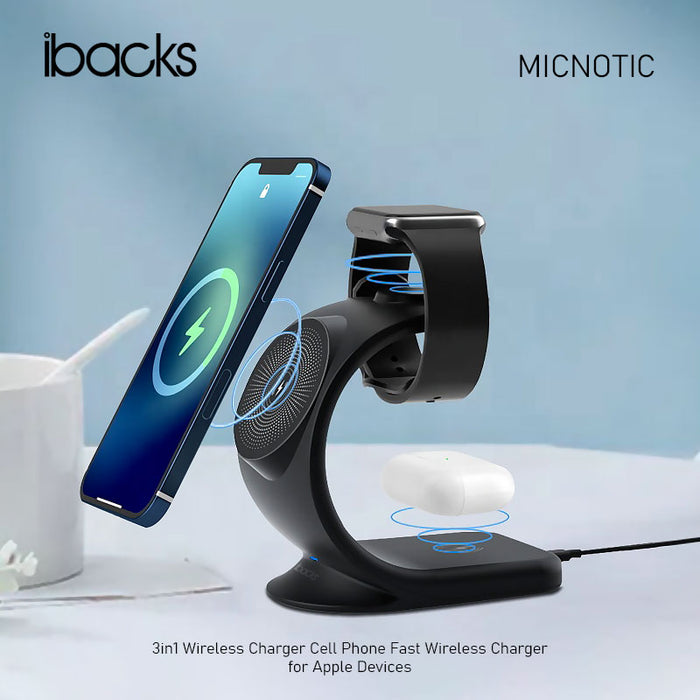 Ibacks micnotic 3 in 1 wireless Charger For Apple Gadget