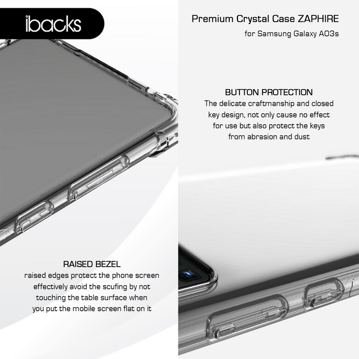 Ibacks Zaphire Premium Crystal Case For Samsung Galaxy A03 Clear Black